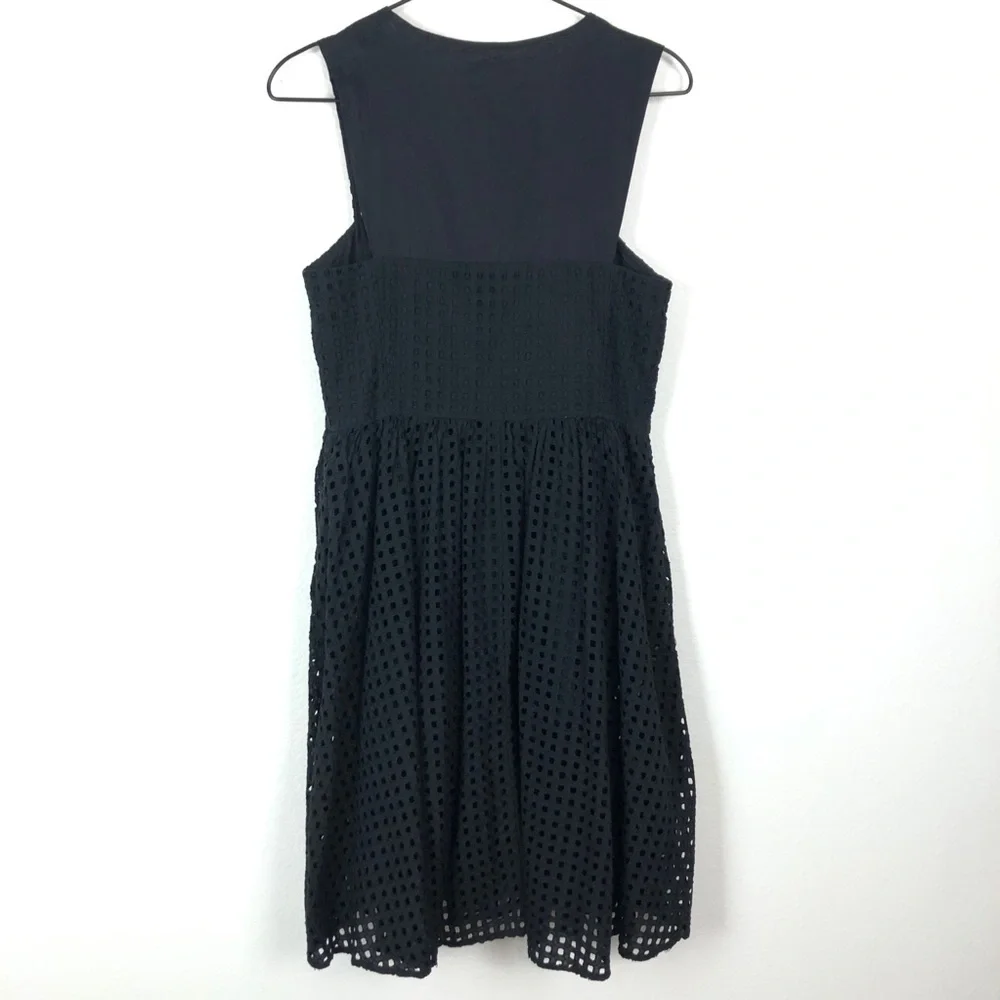 Whistles Lattice Broiderie Lace Sleeveless Fit & Flare Dress Black 6 Knee Length - Picture 7 of 11